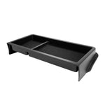 boîte rangement console centrale noire texture mat contemporaine clips fixations compartiments latéraux central lumière