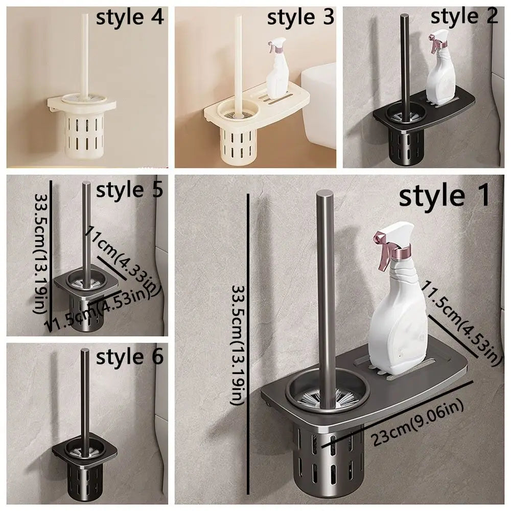 porte brosse wc moderne adhésif blanc gris rond piqueté salle bain