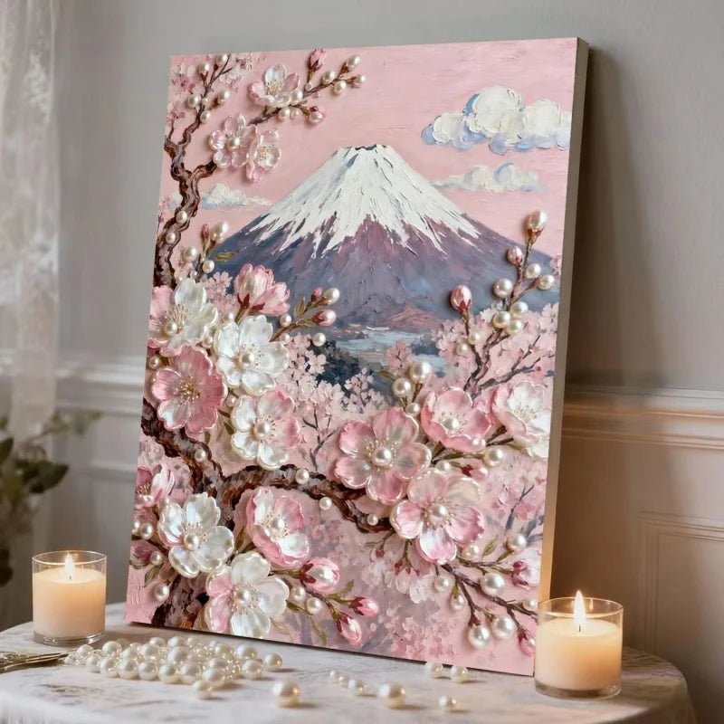 tableau diy peinture fleurs chateau soleil vague ciel adultes débutants decoration interieur opaques adhésif