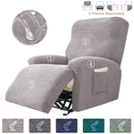 housse fauteuil relax inclinable feuilles imprimées gris clair moderne adhésif lavable printemps été