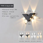 applique murale led noir contemporaine 4w 6w 7w interrupteur bouton geometrique simple