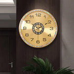 horloge murale moderne or blanc iridescente motif brillant élégante aiguille cadran métal
