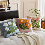 housse coussin velours floral nordique moderne carré décoration maison voiture 45x45cm polyester coton