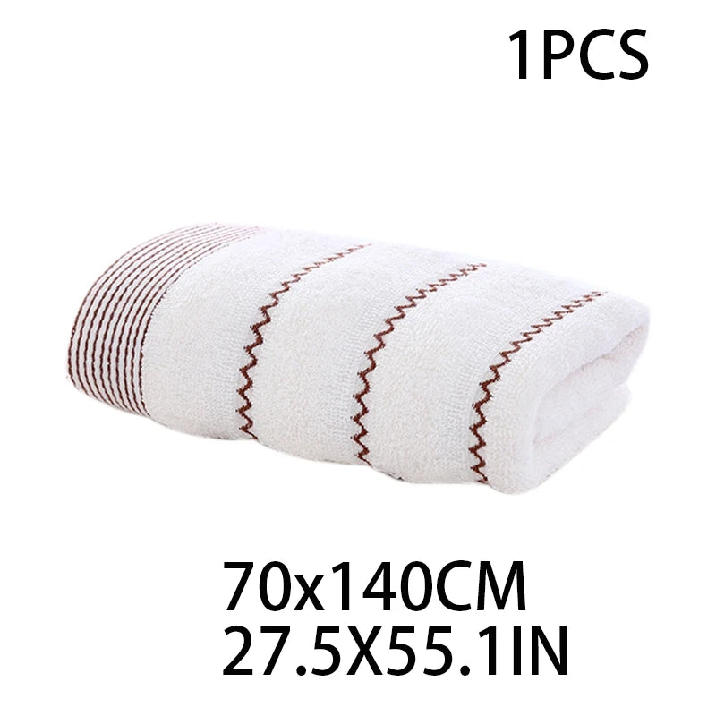 serviettes bain coton rayées gris marron classiques grandes tailles absorbantes maison