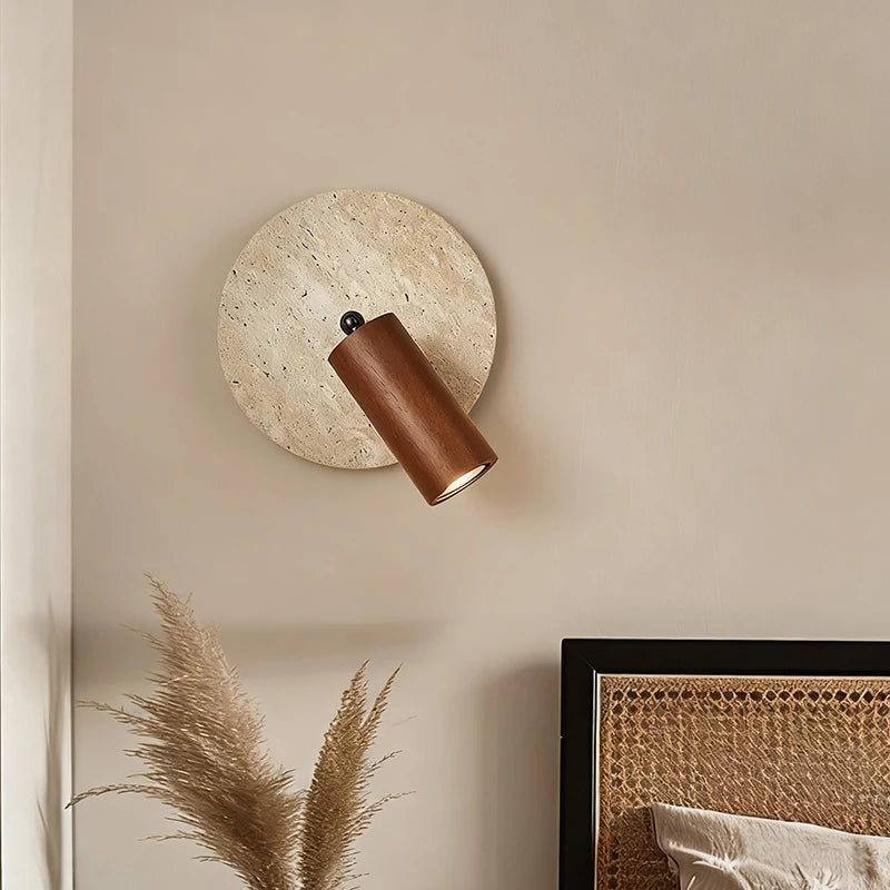 applique murale moderne pierre texture naturelle marron beige éclairage led chambre salle manger étude