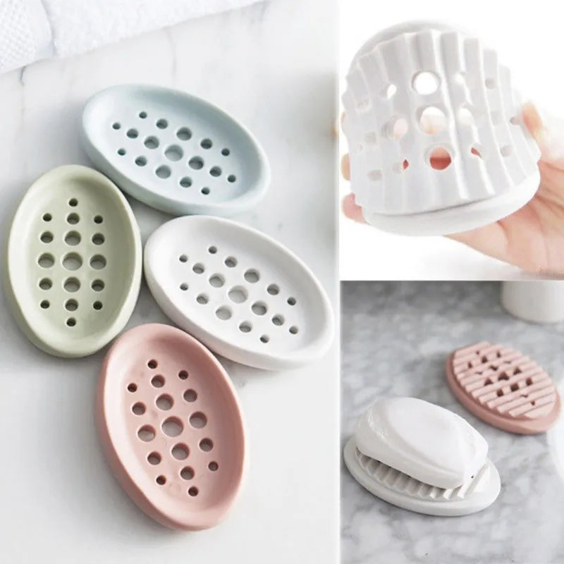 porte savon silicone vert pastel rose clair blanc bleu moderne minimaliste rond ajouré antidérapant