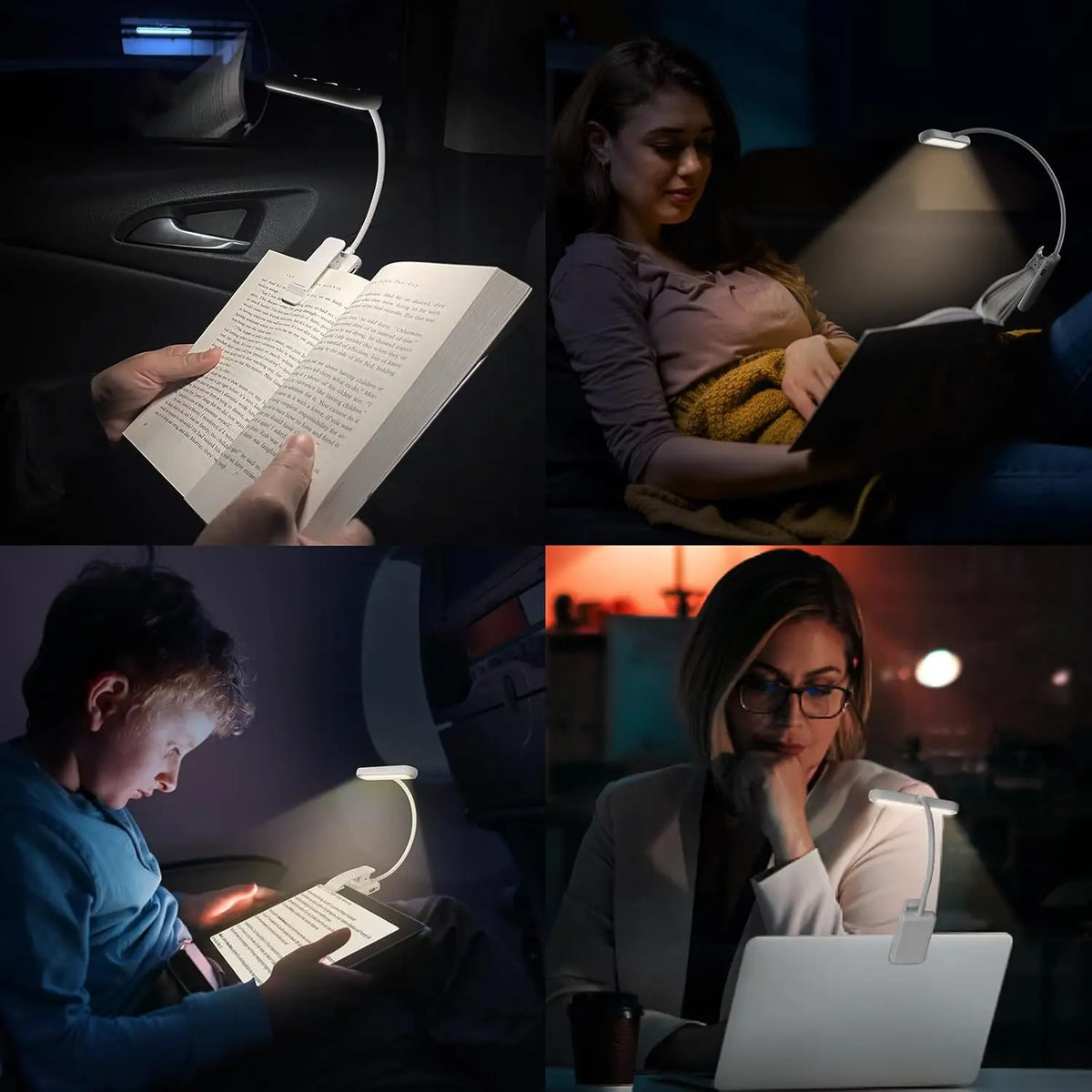 lampe lecture rechargeable blanc mat moderne clip usb câble adaptateur