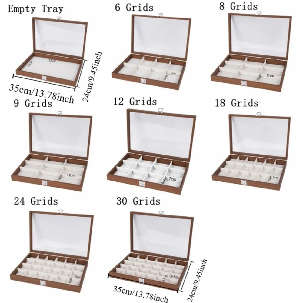 boîte bijoux moderne blanc marron neutre réutilisable clapets 12 18 24 30 grilles