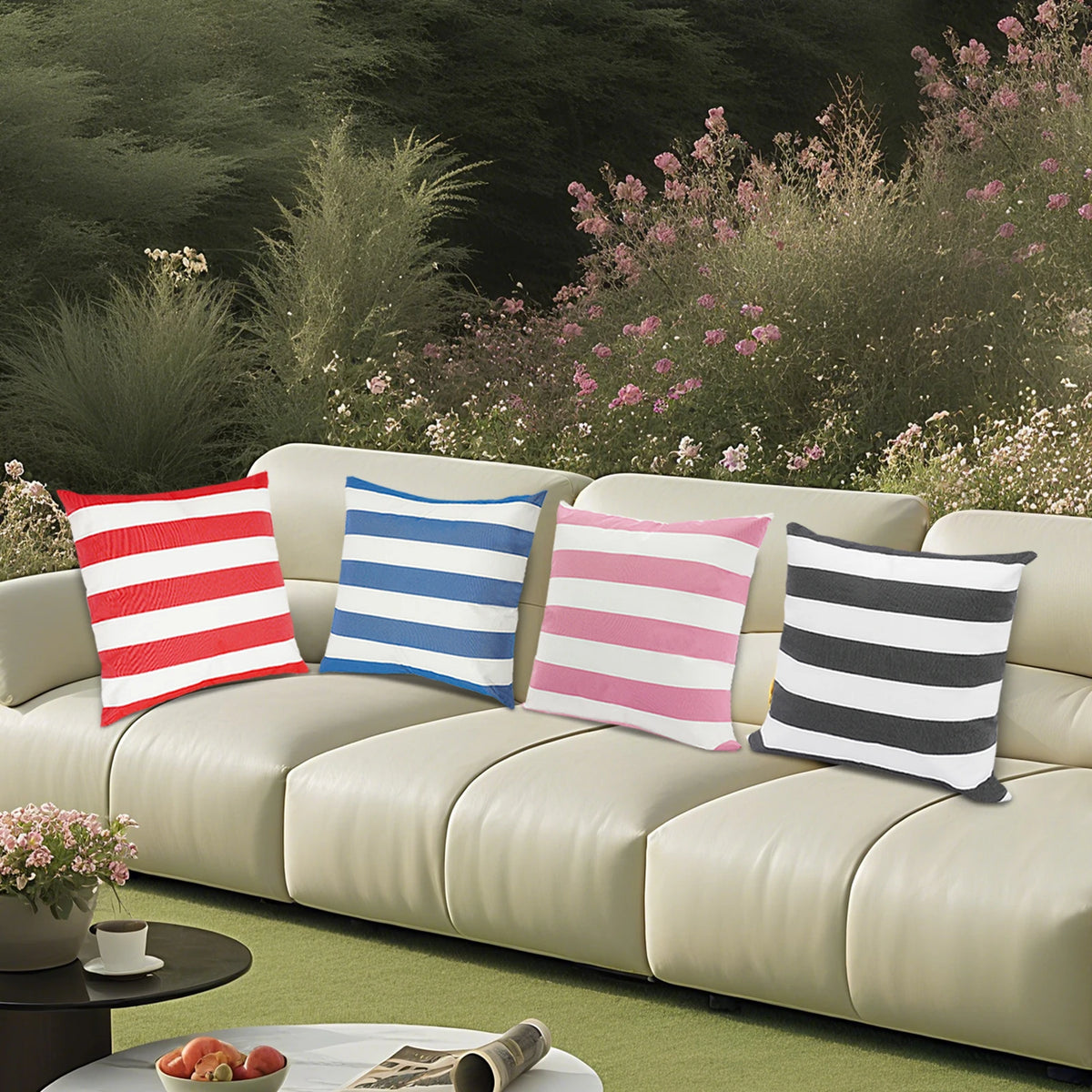 Coussin rose moderne pour jardin