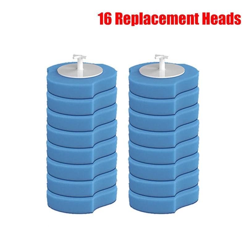brosse toilette jetable 32 têtes remplacement moderne blanc bleu rond souple opaquet