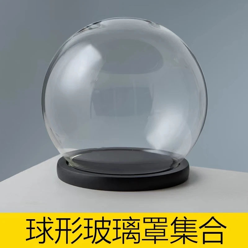 boule verre transparent socle bois décoration d'intérieur moderne objet d'exposition moderne