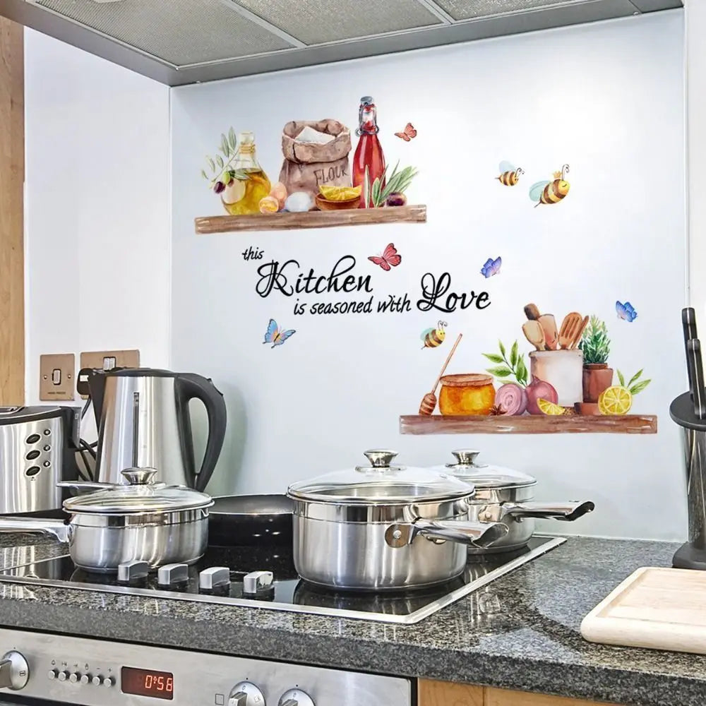 autocollant mural multicolore illustration cuisine textes adhésif occasion fête anniversaire
