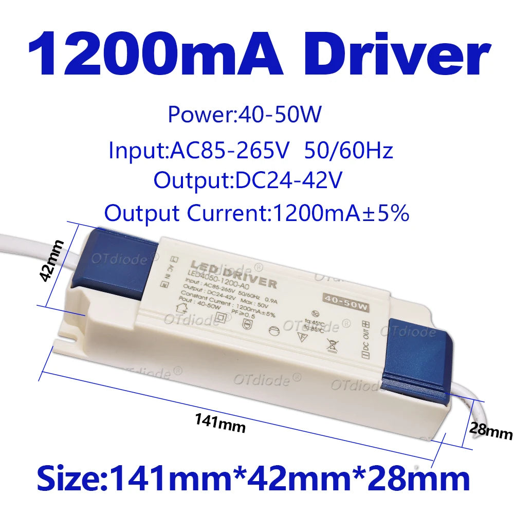 driver led 30w 40w 50w 700ma 1050ma 1200ma 1500ma ac dc moderne