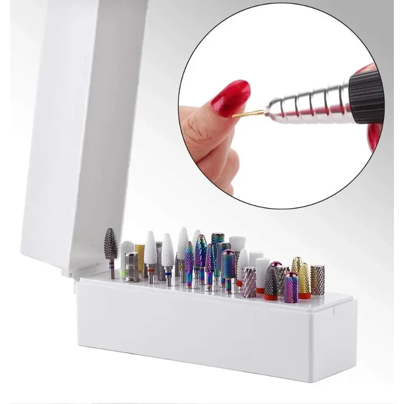 boîte rangement pinceaux manucure blanc noir rose pratique moderne 30 trous