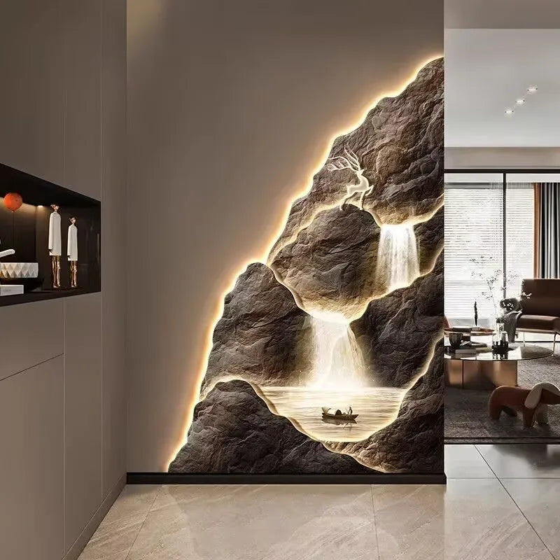 Peinture murale LED accrochée dans un hall d'entrée moderne