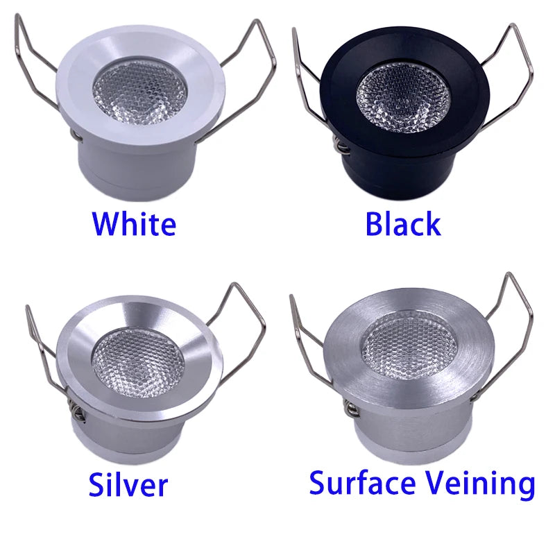 projecteur led spot 1w 12v blanc argent noir veine surface moderne clips câbles