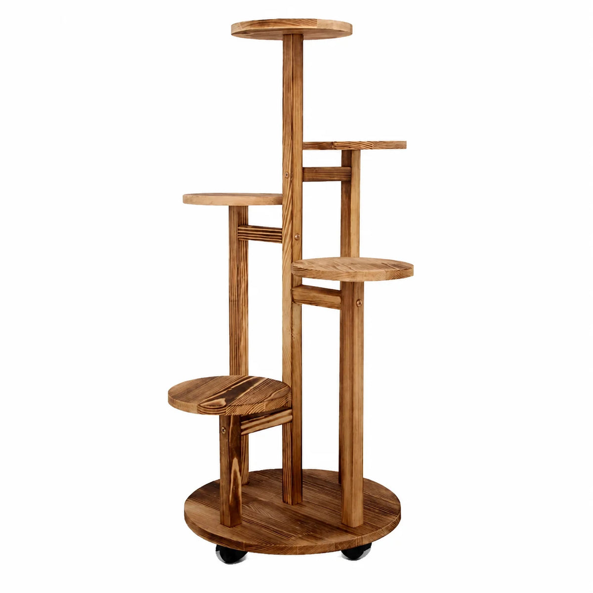 support plantes multi niveaux mobile bois naturel moderne roulettes pot vert ambiance naturelle organisation