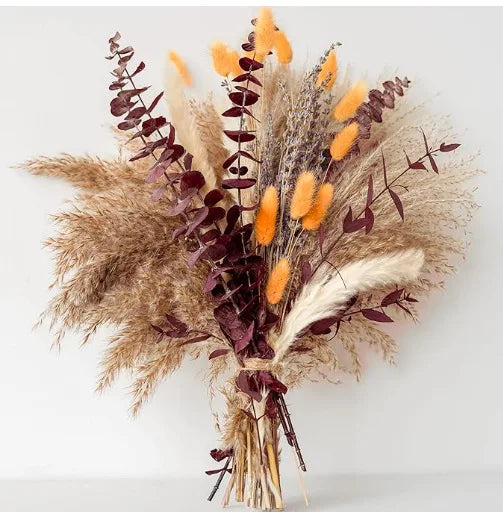 décoration intérieure bouquet fleurs séchées eucalyptus pampa naturel rustique beige vert