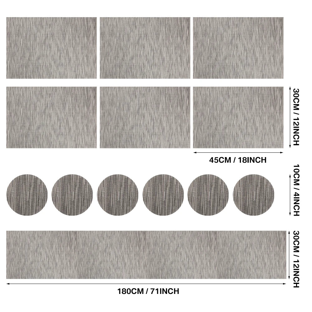 serviettes table modernes gris noir rayures horizontales adhésives faciles nettoyer pièces 12 cercles