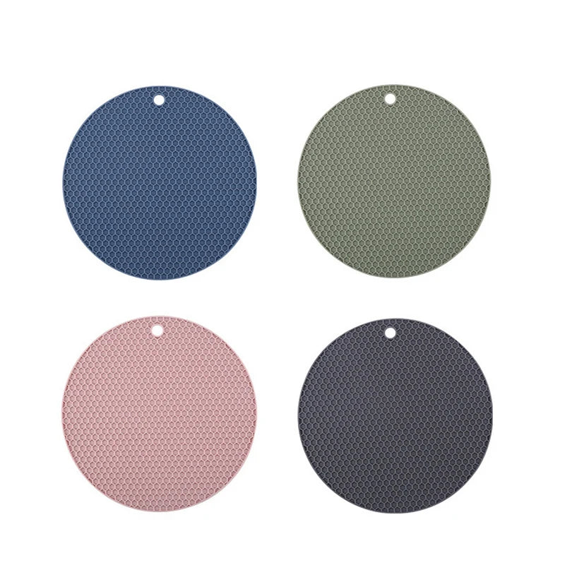 tapis silicone moderne rose gris vert olive texture nid d'abeille carré rond cuisine