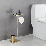 support papier toilette moderne brosse wc intégrée or argent noir
