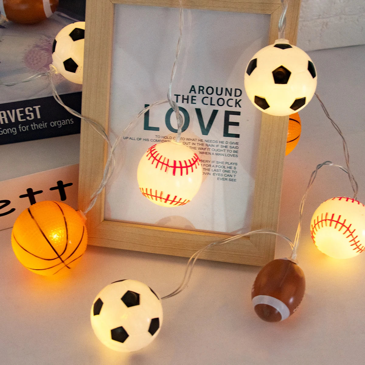 guirlande lumineuse sportive ballons football basketball leds festives chambre enfantsDecorationThèmeFeteAnniversaire
