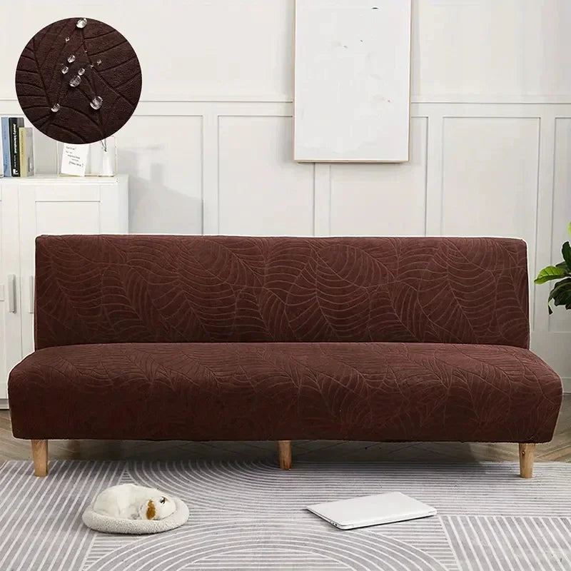 Housse canapé polyestère moderne feuilles adhésif vert bleu gris marron rougeversible machine
