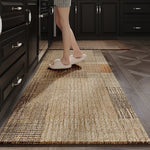 tapis cuisine antidérapant patchwork polyester résistant bactéries moderne rustique beige marron opacité