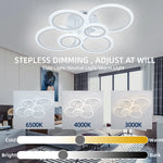 lustre led moderne plafonnier anneau concentrique télécommande contrôle app facile