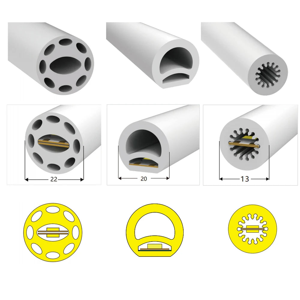 manchon silicone flexible diffuseur ruban led smd cob blanc moderne étanche éclairage intérieur