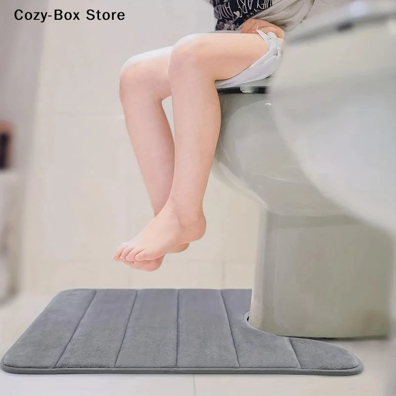 tapis bain gris moderne rayures horizontales antidérapant absorbant mousse PVC salon chambre