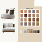 canapé jardin deux places tissu beige bois marron coussins blancs moderne pieds métalliques noirs