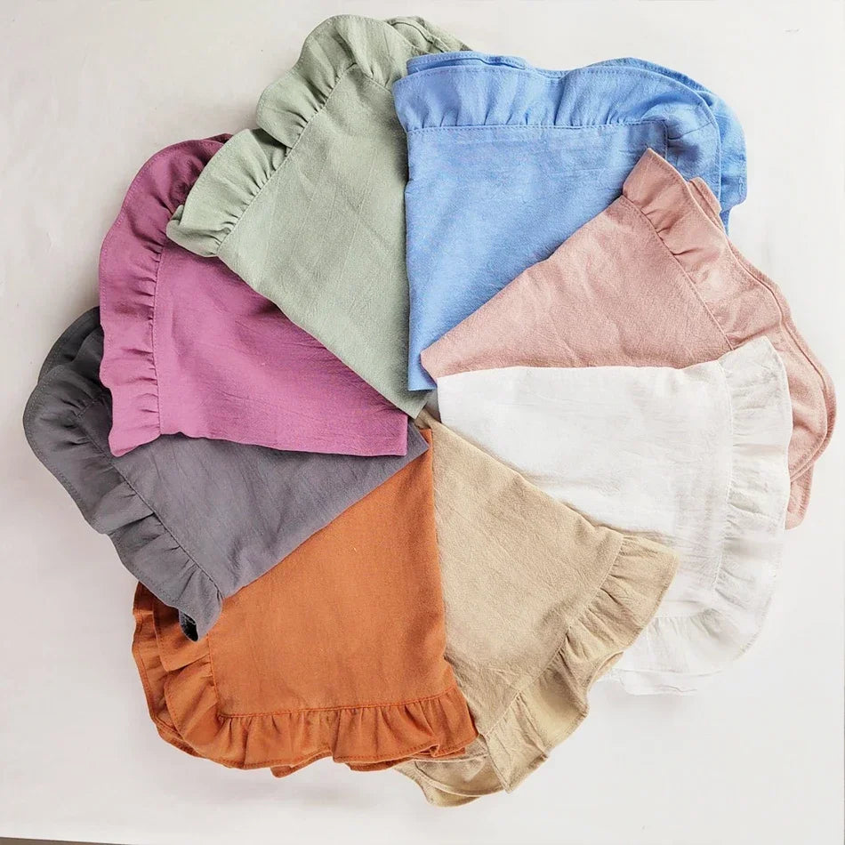 serviettes coton blanc orange bleu vert rose gris marron ruches classiques main pièces
