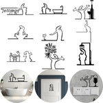 Figurine de douche noire murale en métal pour décoration de salle de bains