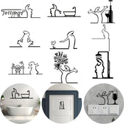 Figurine de douche noire murale minimaliste en métal pour décoration rustique de salle de bains