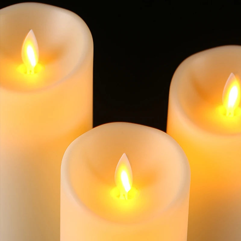 bougies led rechargeables sans flamme trois tailles imitation cire blanc crème télécommande