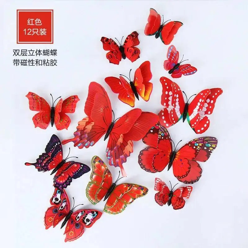 papillons décoratifs 3d imprimés brillants multicolores adhésifs décoration murale enfants vert bleu orange rose