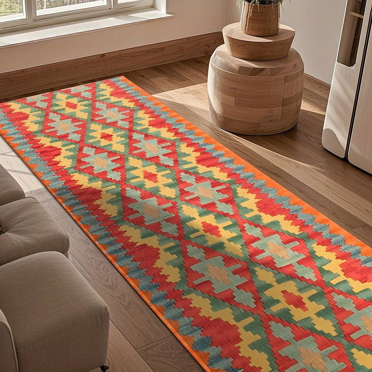 tapis géométrique floral boho chic rouge jaune vert bleu orange moderneextérieur polyester polypropylène