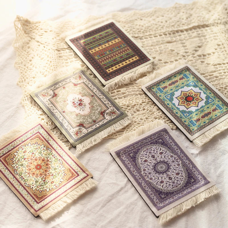 serviettes table servantes motifs géométriques floraux tissu épais rouge vert bleu beige traditionnel
