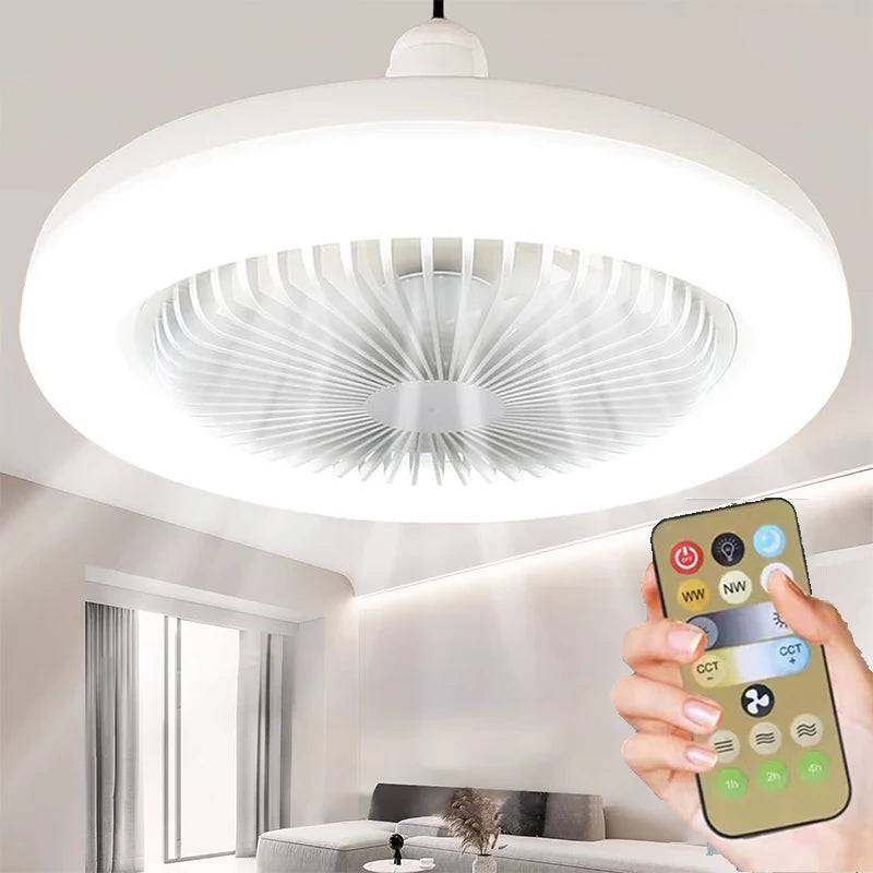 ventilateur plafonnier led lumière blanc moderne télécommande grille fixe certification sécurité