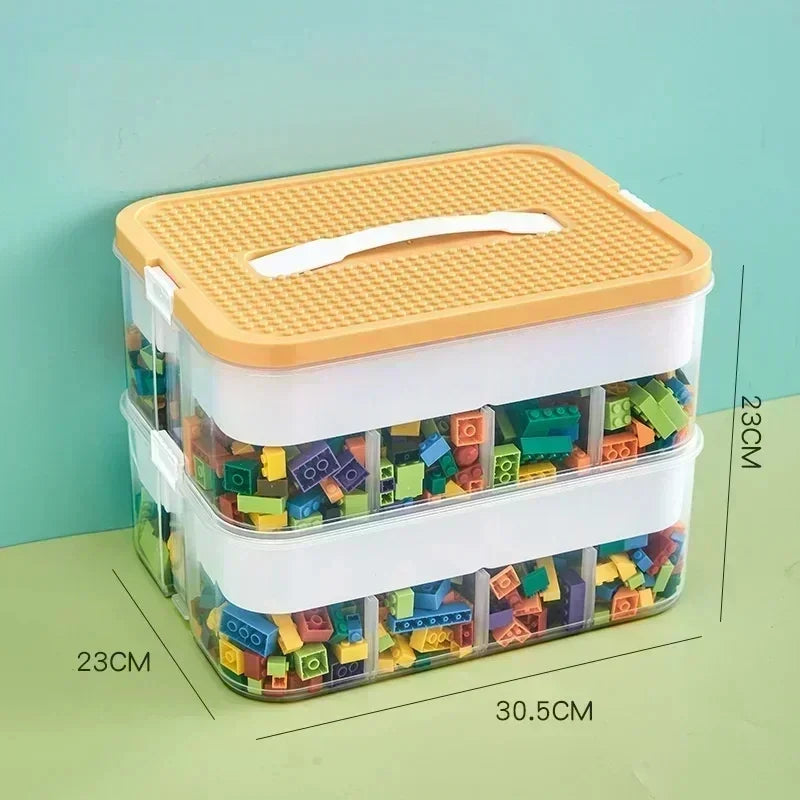 boîtes rangement jouets transparentes empilables poignées deux étages modernes pratiques