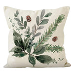 housse coussin polyester zip motif végétal feuilles vertes branches 45x45cm chambre salon