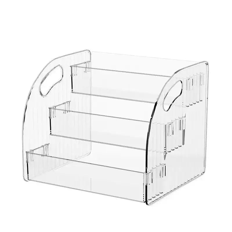 organisateur cosmétiques multi niveaux transparent moderne poignées rayures verticales calendrier stylos ruban adhésif boîtes