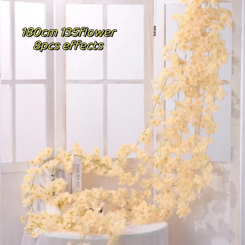 guirlande fleurs artificielles mariage rose clair blanc décoratifintérieur clips métalliques