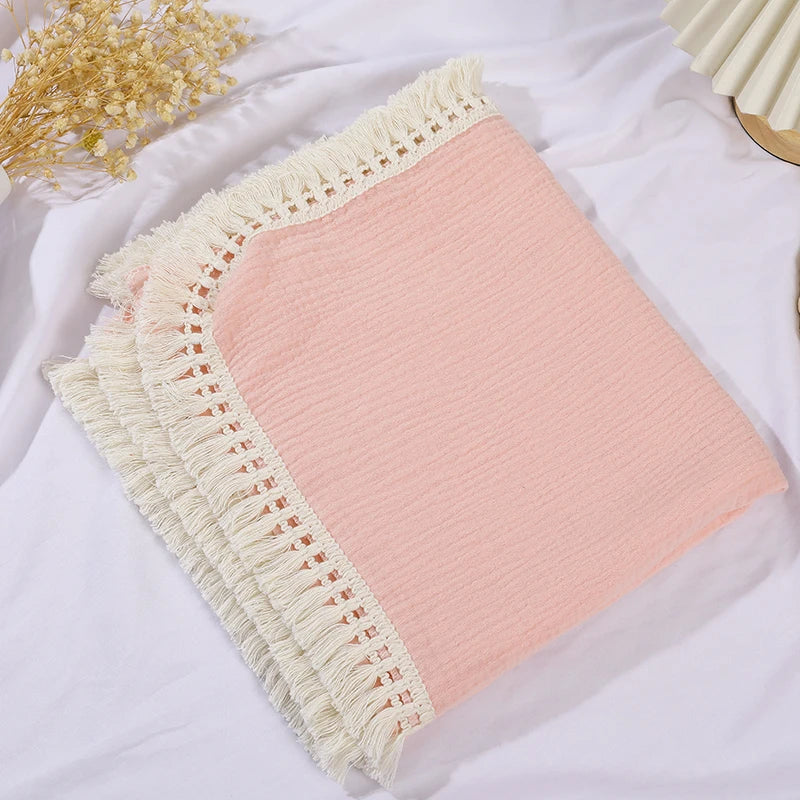 couverture bébé tranché maternité coton bambou motifs solides quatre saisons beige rose jaune orange