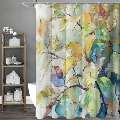 Image d'un rideau de douche élégant, aux motifs floraux multicolores sur fond blanc, réalisé en matériau résistant à l'eau. L'image représente le rideau dans un cadre de salle de bain moderne, démontrant sa fonctionnalité et son attrait visuel. Le rideau est un accessoire indispensable pour la douche, ajoutant une touche de style et de couleur tout en préservant l'intimité. Idéal pour ceux qui recherchent des rideaux de douche de haute qualité et esthétiquement plaisants.