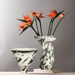 vase contemporain marbré abstrait couleur blanc noir orange vert bleu decoration intérieure table