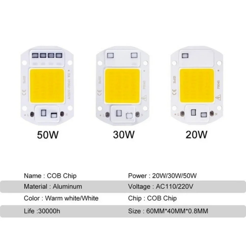 éclairage led cob 20w 30w 50w ip65 smart ic diy blanc jaune moderne
