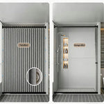 rideau douche gris clair moderne texture géométrique imperméable polyester salle bain maison