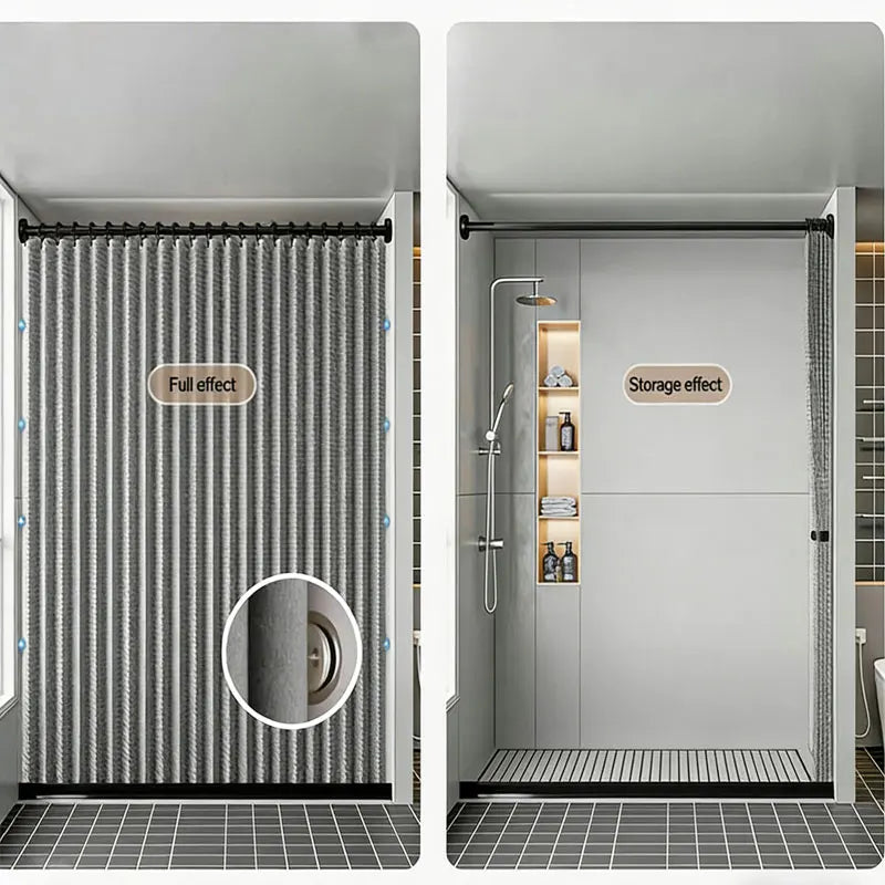 rideau douche gris clair moderne texture géométrique imperméable polyester salle bain maison